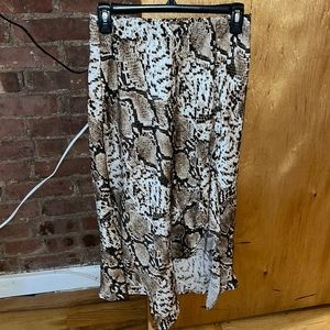 Snake print bright midi skirt